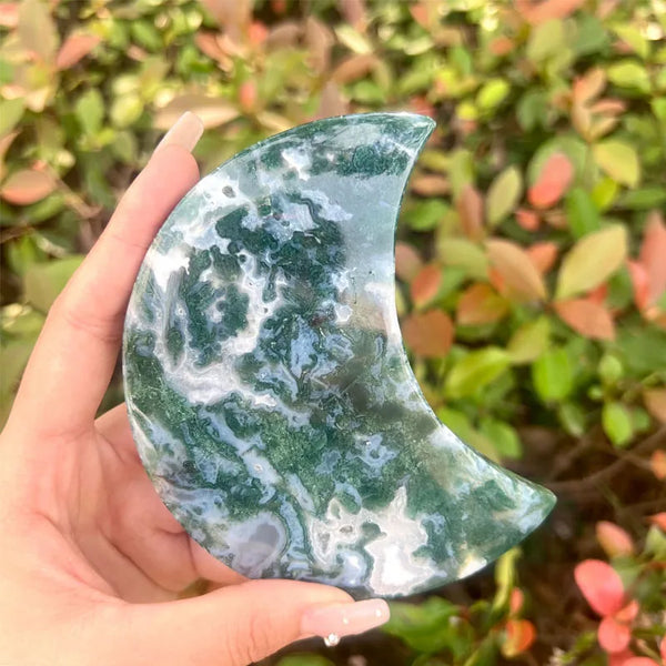 Green Moss Agate Moon-ToShay.org