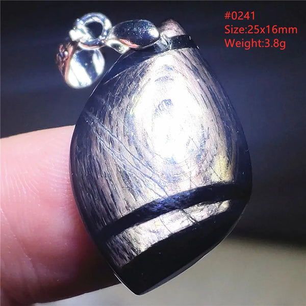 Silver Black Hypersthene Pendant-ToShay.org