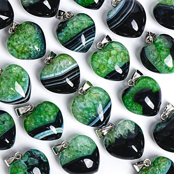 Green Black Agate Heart-ToShay.org