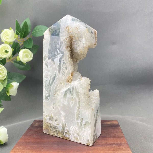 Green Moss Agate Geode Point-ToShay.org