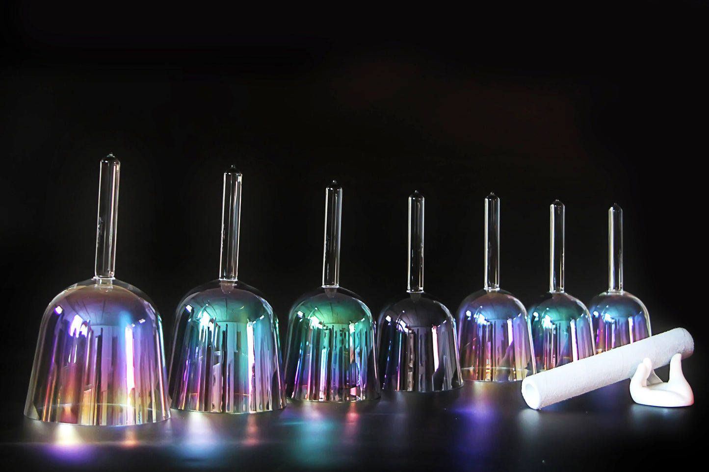 A Set of Alchemy Hand Held Crystal Singing Bowl Color Handmade 8 Tone Yoga Meditation Bowl Decompression Percussion Instrument-ToShay.org