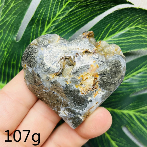 Yellow Chalcopyrite Agate Heart-ToShay.org