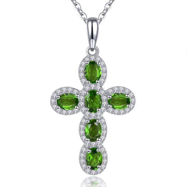 Silver Diamond Cross Pendant-ToShay.org