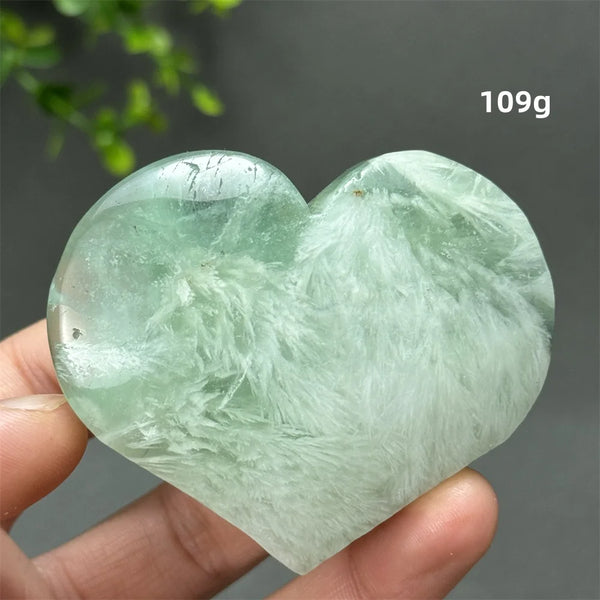 Green Feather Fluorite Heart-ToShay.org