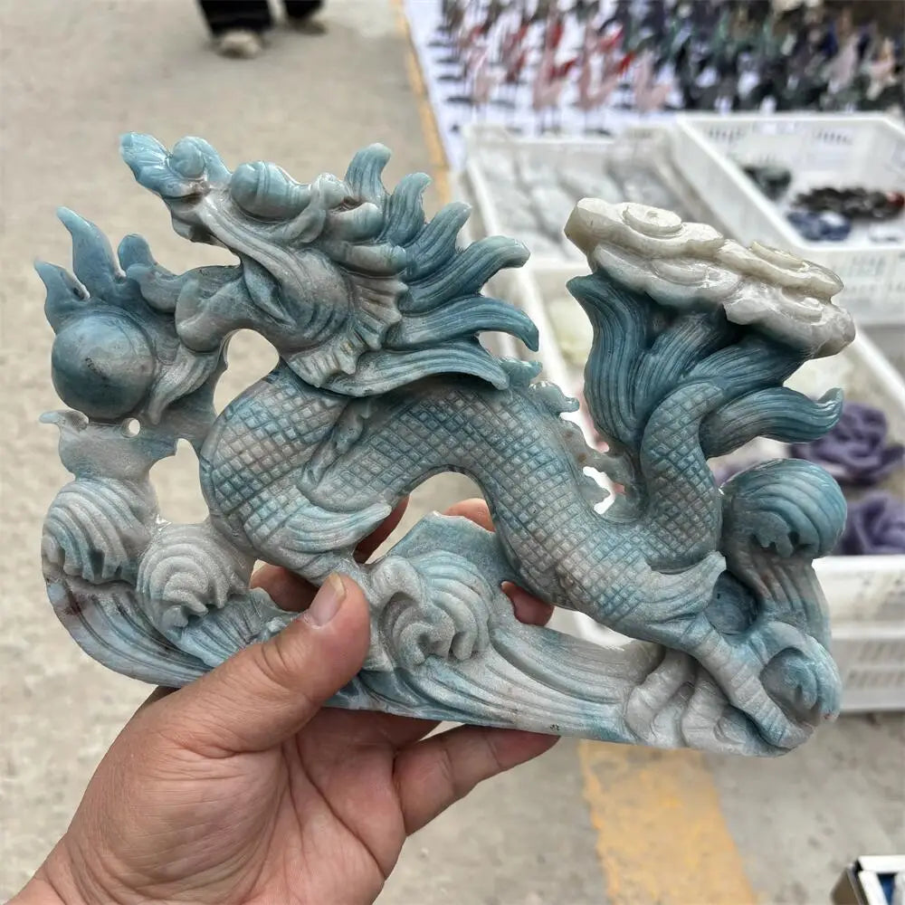 Blue Amazonite Jade Dragon-ToShay.org