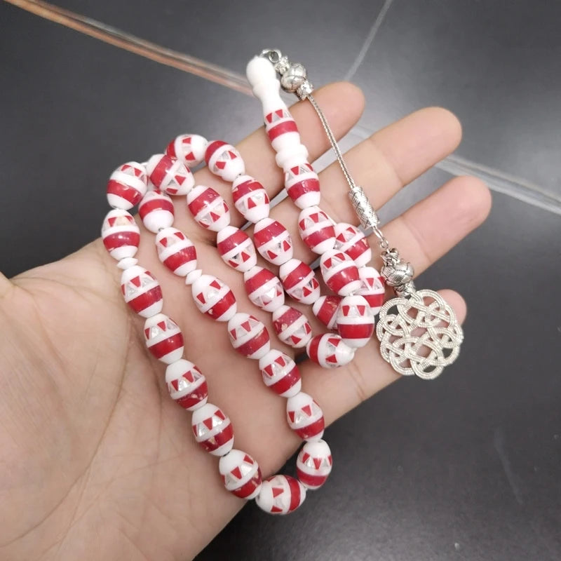 Red White Bone Tasbih-ToShay.org