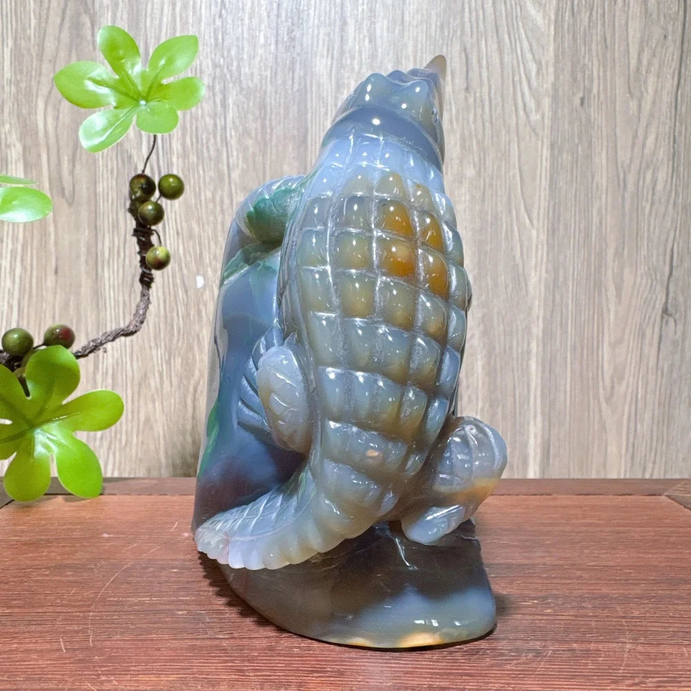 Blue Agate Geode Crocodile-ToShay.org