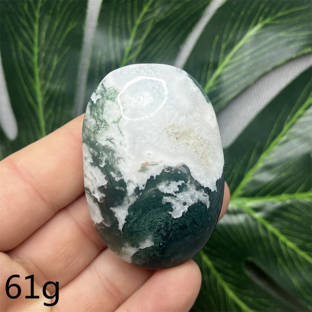 Green Moss Agate Palm Stone-ToShay.org