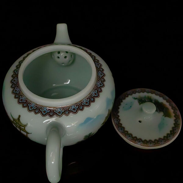 Glazed Porcelain Landscape Tea Pot-ToShay.org