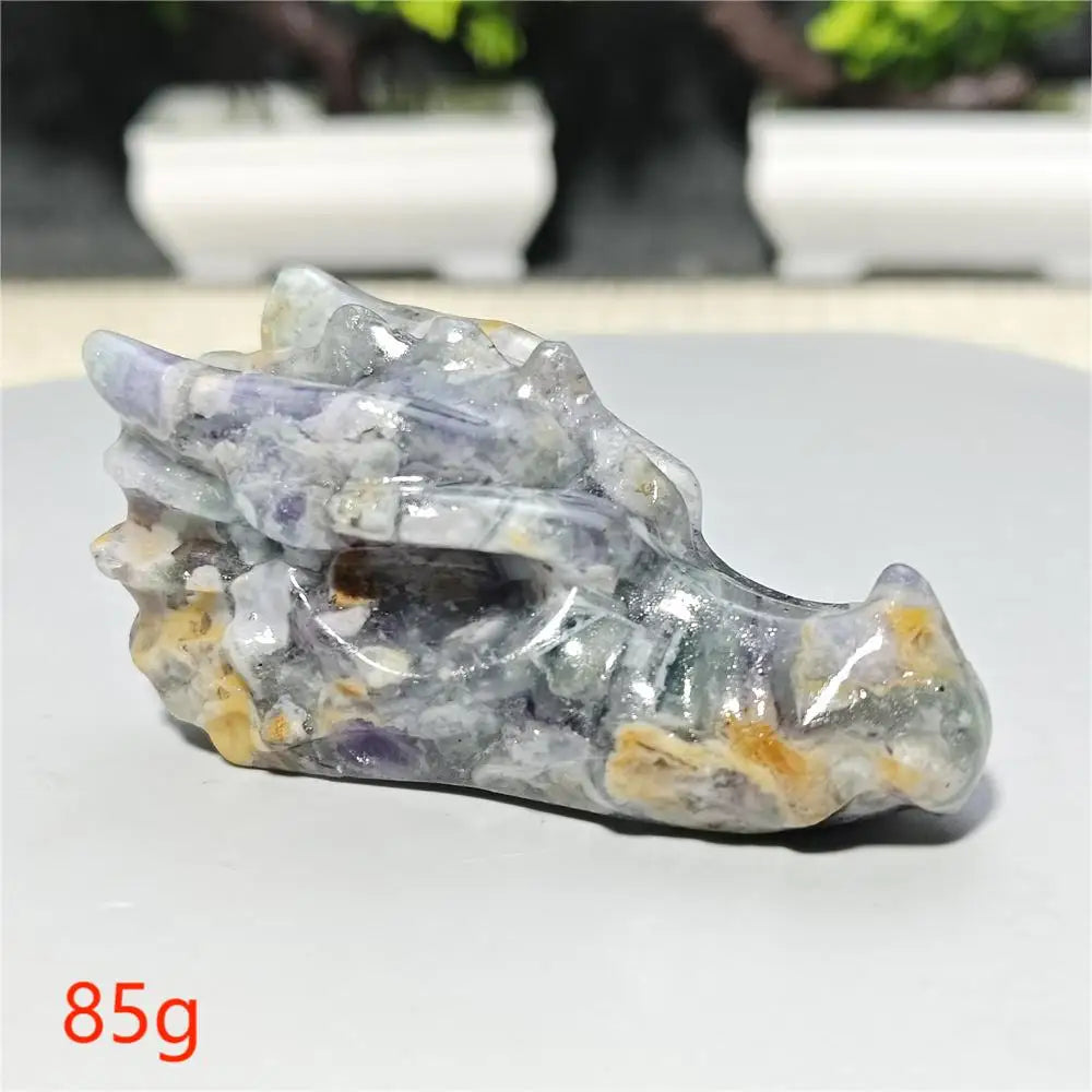 Rainbow Fluorite Dragon Skull-ToShay.org