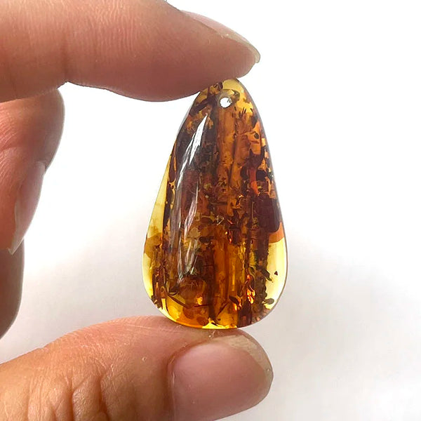 Yellow Piebald Amber Pendant-ToShay.org