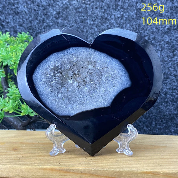 Black Agate Geode Heart-ToShay.org