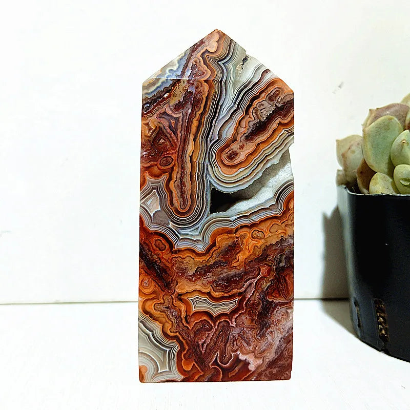 Red Lace Agate Crystal Tower-ToShay.org
