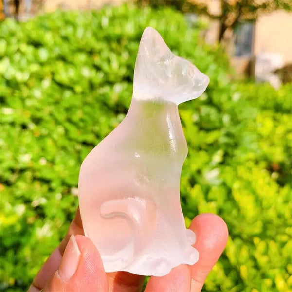 White Selenite Egyptian Cat Statues-ToShay.org