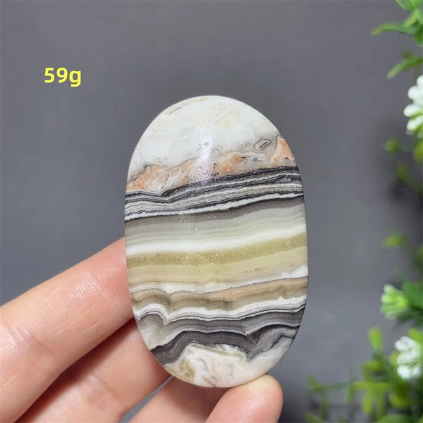 Grey Striped Calcite Palm Stone-ToShay.org