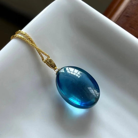 Blue Aquamarine Quartz Pendant-ToShay.org
