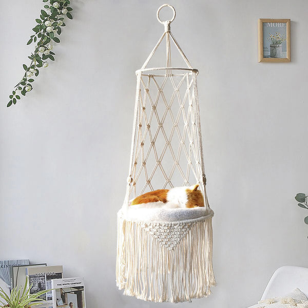 Macrame Hanging Cat Basket-ToShay.org