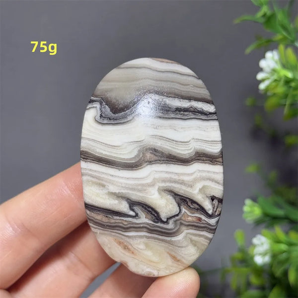 Grey Striped Calcite Palm Stone-ToShay.org