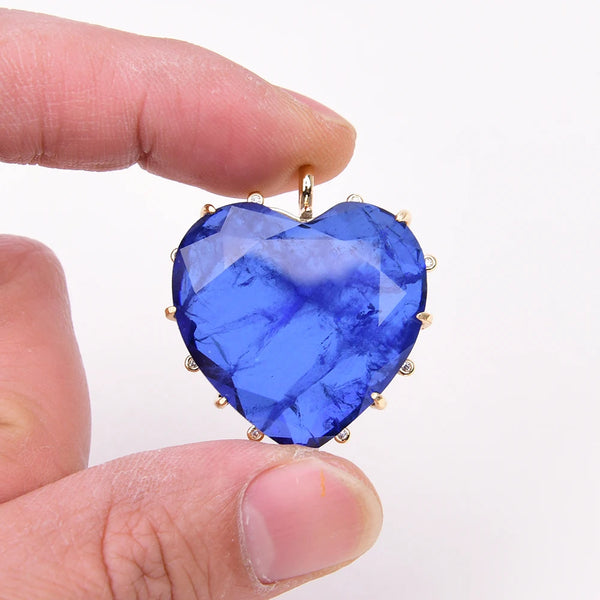 Blue Crystal Heart Pendant-ToShay.org