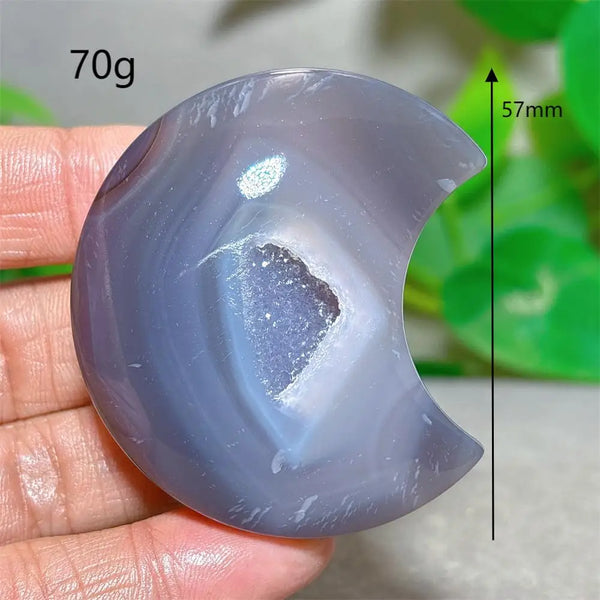 Grey Agate Silk Druzy Moon-ToShay.org