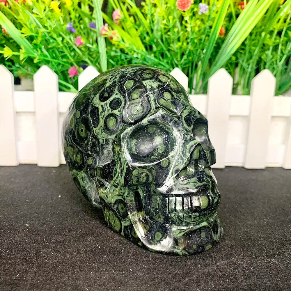 Natural Mineral Stone Kambaba Jasper Skull Hand Carved Healing Crystals Home Decor Collection Holiday Gifts-ToShay.org