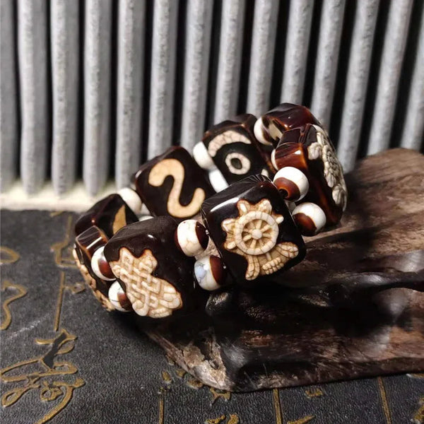 Tibetan Agate Dzi Beads Bracelet-ToShay.org
