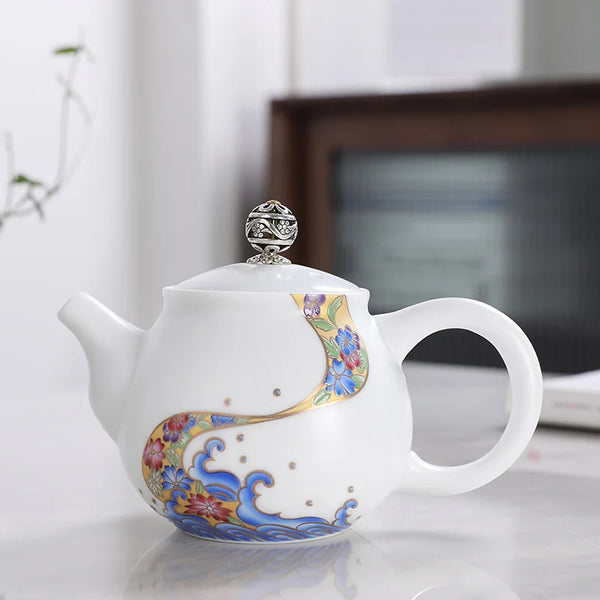 White Painted Porcelain Teapots-ToShay.org