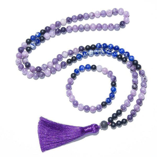 Purple Mica Lepidolite Mala Beads-ToShay.org