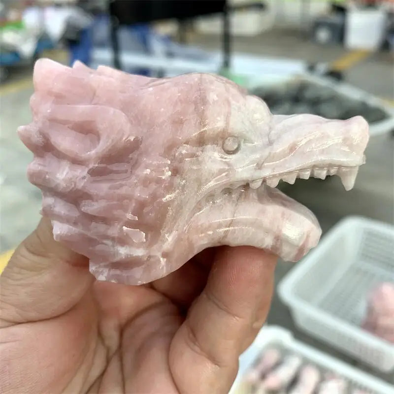 Pink Opal Wolf Head-ToShay.org