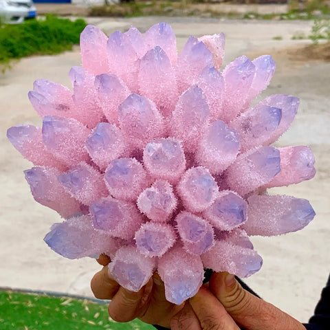 Pink Blue Phantom Crystal Cluster-ToShay.org