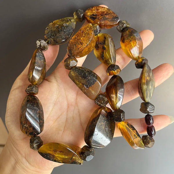 Yellow Amber Bead Necklace-ToShay.org