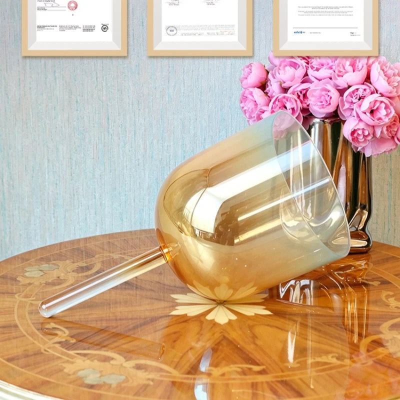 Gold Blue Crystal Handle Singing Bowl-ToShay.org