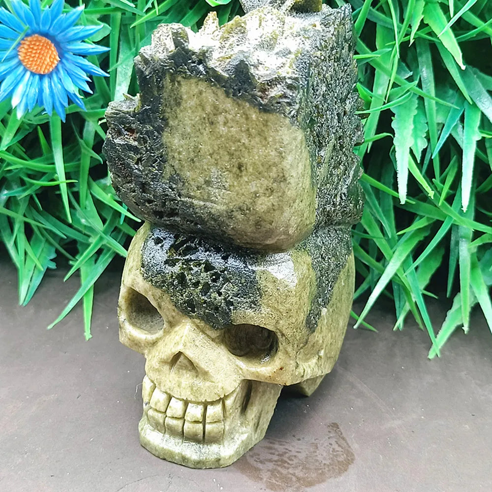 Green Crystal Cluster Skull-ToShay.org