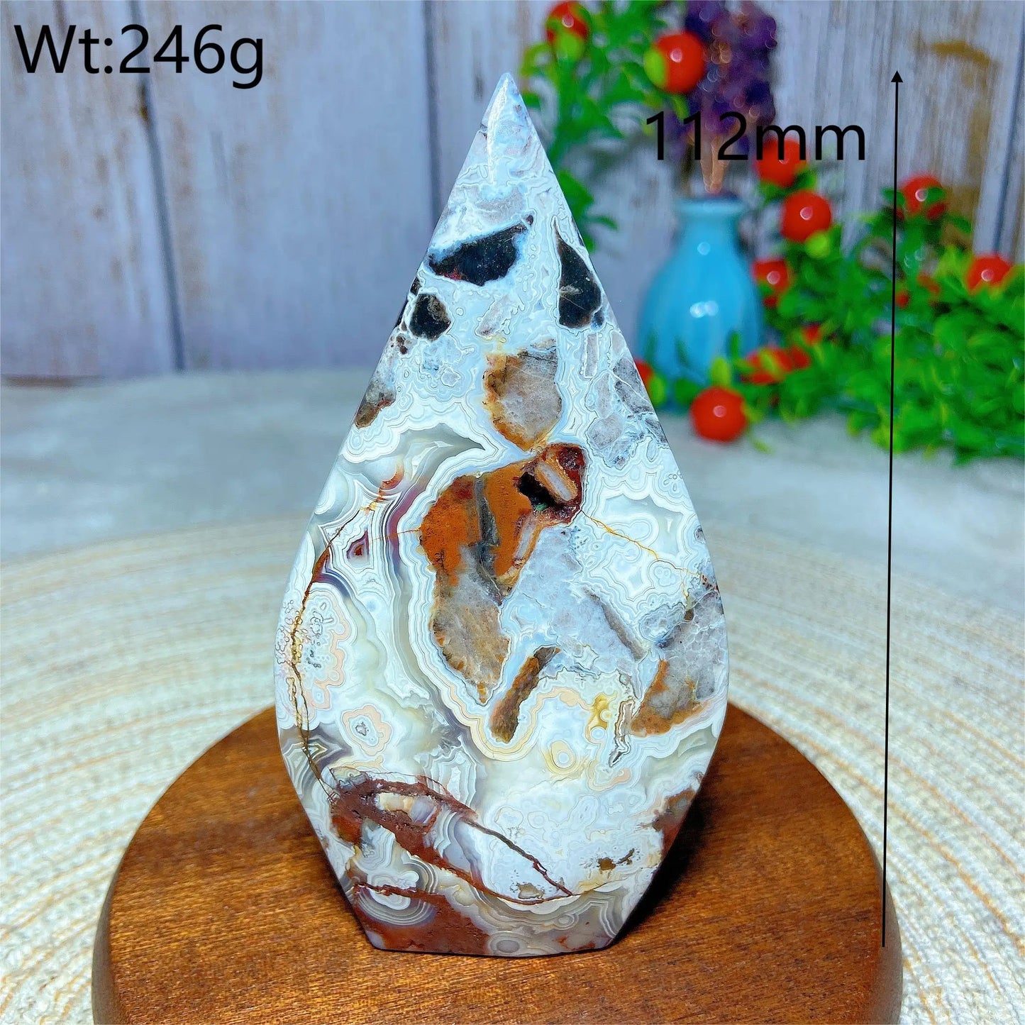 Red White Agate Druzy Flame-ToShay.org