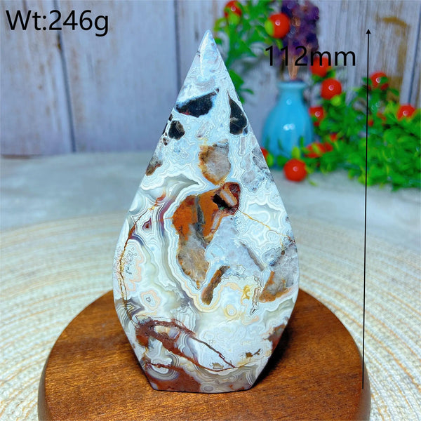 Red White Agate Druzy Flame-ToShay.org