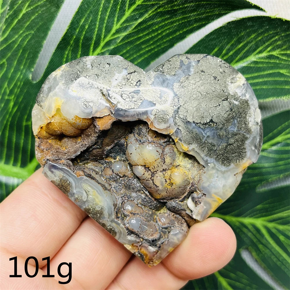 Yellow Chalcopyrite Agate Heart-ToShay.org