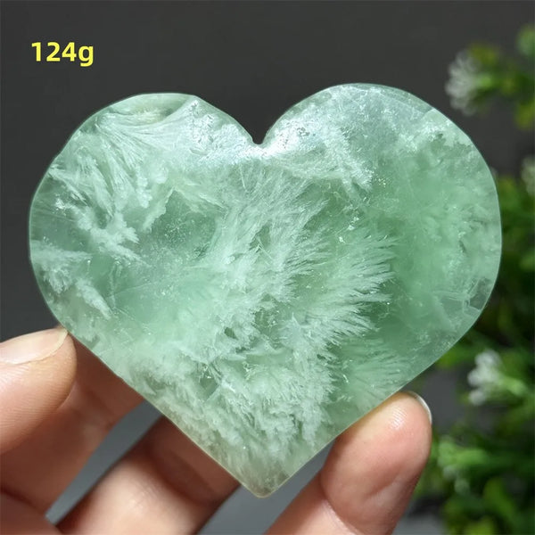 Green Feather Fluorite Heart-ToShay.org