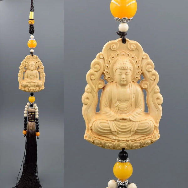 Wood Carved Buddha Pendant-ToShay.org