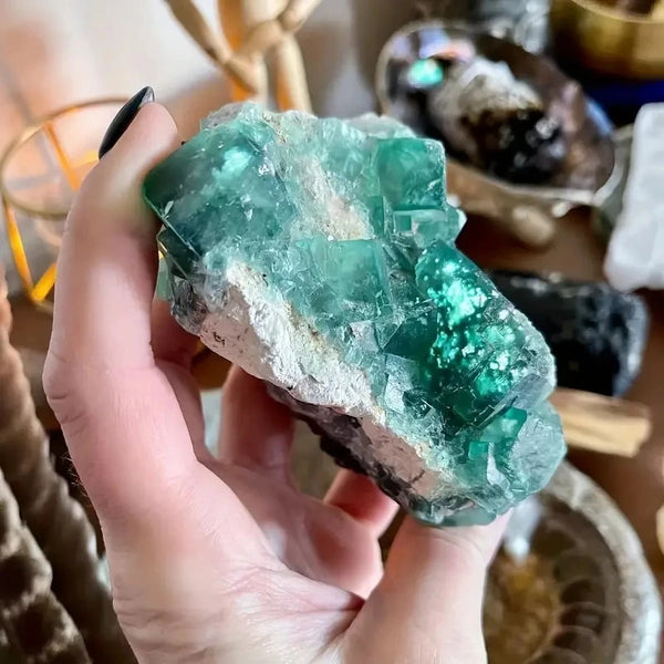 Green Fluorite Crystal Cluster-ToShay.org