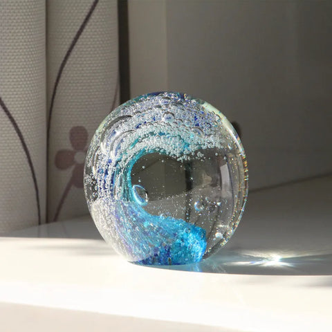 Glass Sea Wave Paperweight-ToShay.org