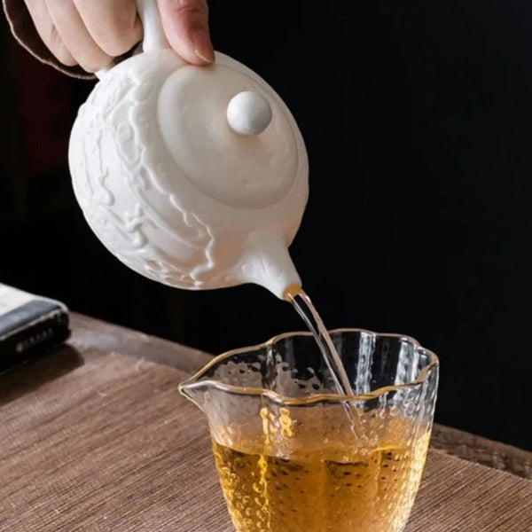 White Porcelain Dragon Tea Pot-ToShay.org