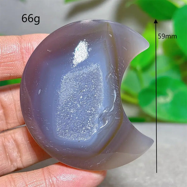 Grey Agate Silk Druzy Moon-ToShay.org