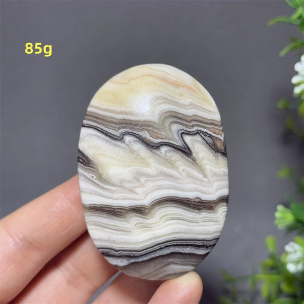 Grey Striped Calcite Palm Stone-ToShay.org