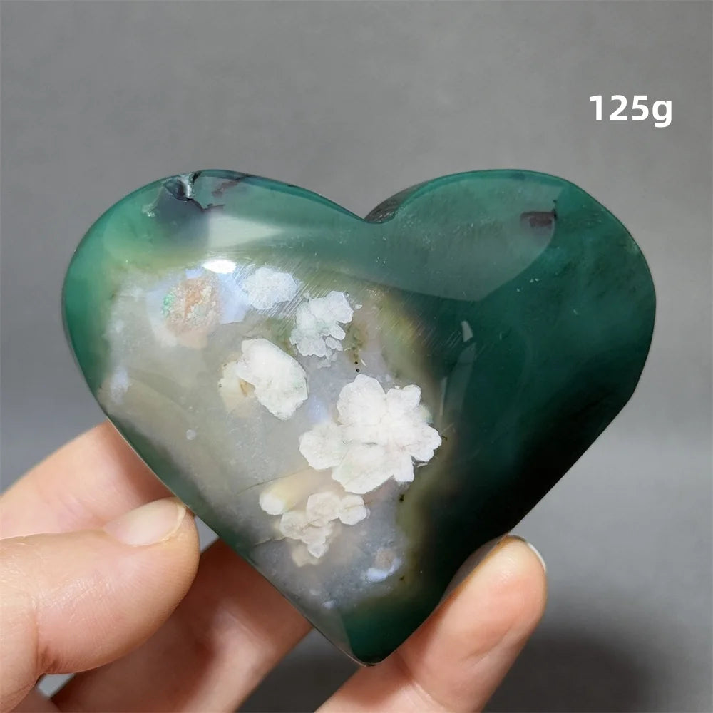 Green Sakura Agate Heart-ToShay.org