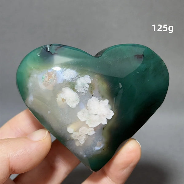 Green Sakura Agate Heart-ToShay.org
