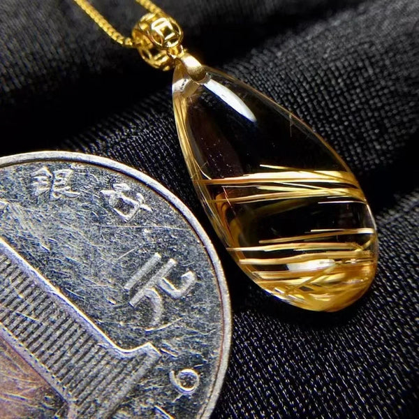 Gold Rutilated Quartz Pendant-ToShay.org