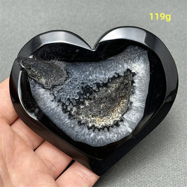 Black Agate Geode Heart-ToShay.org