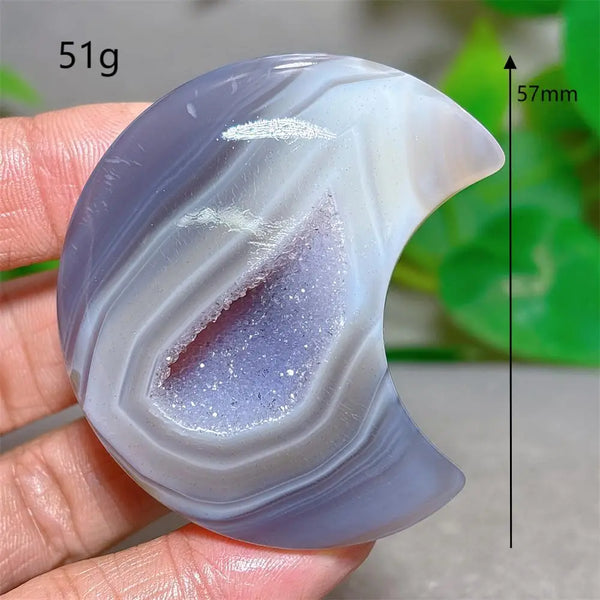 Grey Agate Silk Druzy Moon-ToShay.org