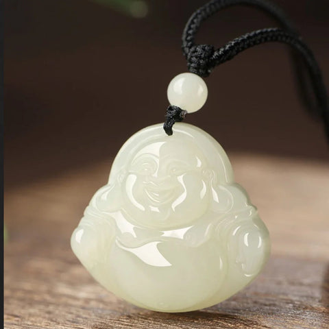 White Jade Maitreya Pendant-ToShay.org