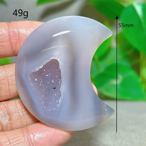 Grey Agate Silk Druzy Moon-ToShay.org